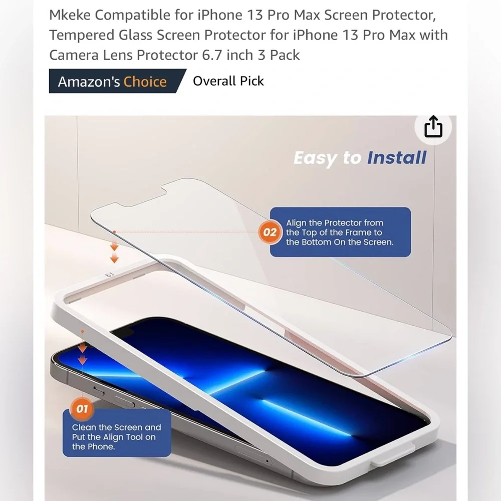 iPhone 13 screen protector 2 pack -tempered glass
